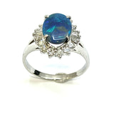 PT900 Black Opal & Diamond Ring