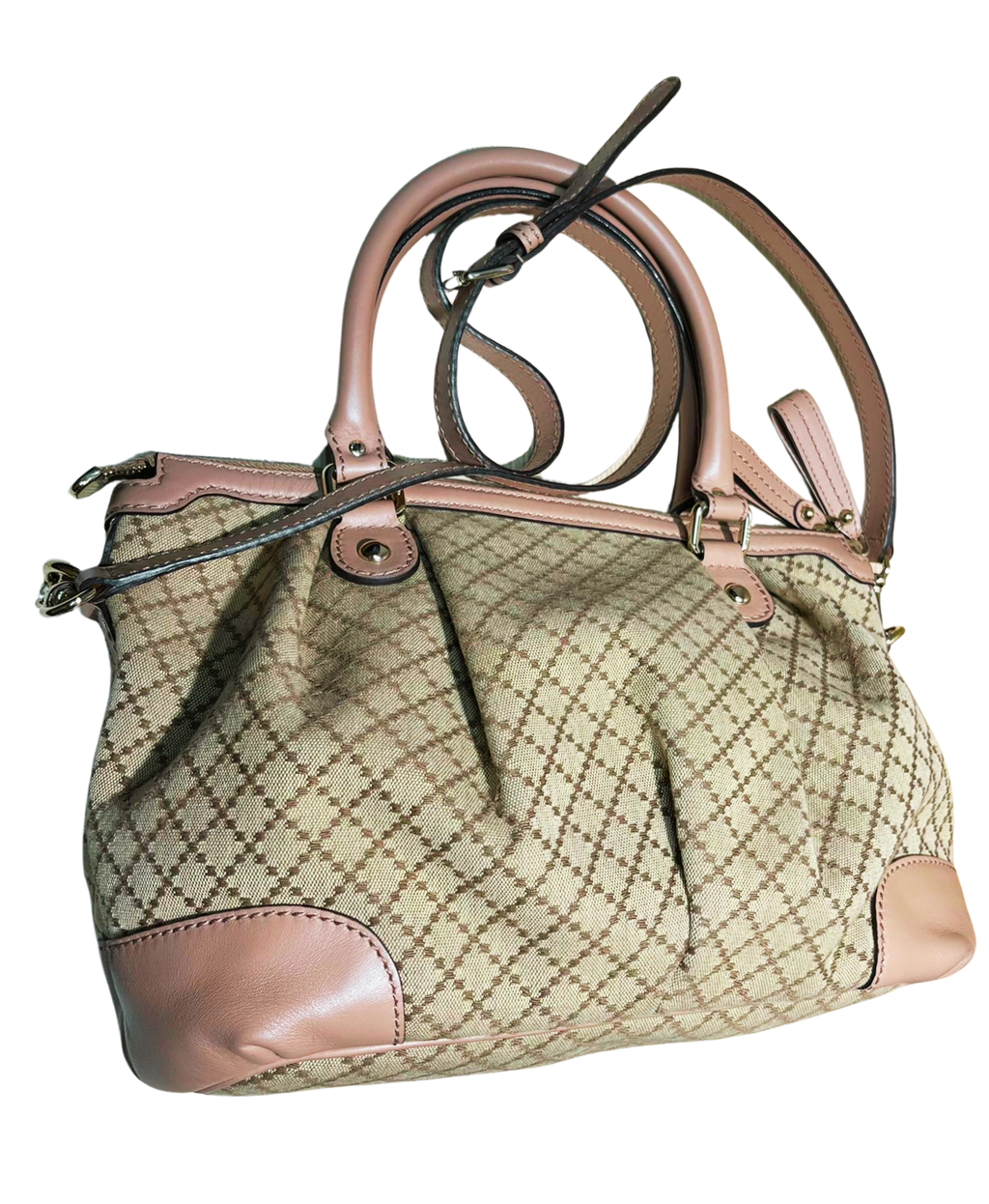 Gucci Sukey Bag Beige Pink Diamante Canvas