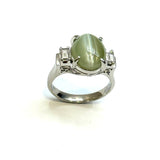 PT900 Chrysoberyl Cat's Eye & Diamond Ring