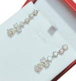 18K White Gold Drop Earrings Pear Cut Teardrop 2 Carats Diamond  5.45GM