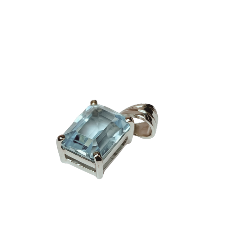 750WG Emerald Cut Light Blue Gemstone 1.2GM