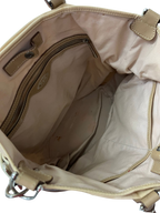 TODS Beige Coated Canvas Leather Trim Cargo Crossbody BAG