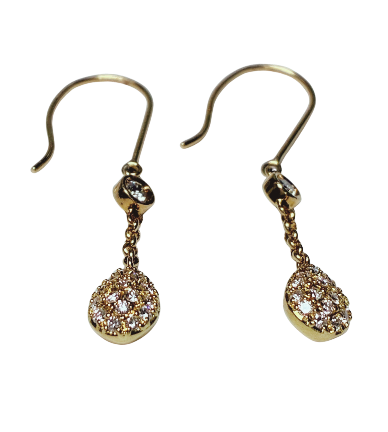 K18 Yellow Gold Diamond Teardrop Drop Earrings 1.68G