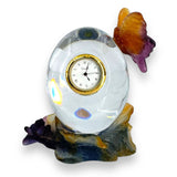 Small Table Clock In Crystal Daum Frog And Butterfly