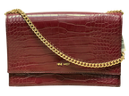 Nine West Croc Embossed PVC Flap Crossbody Bag Burgundy