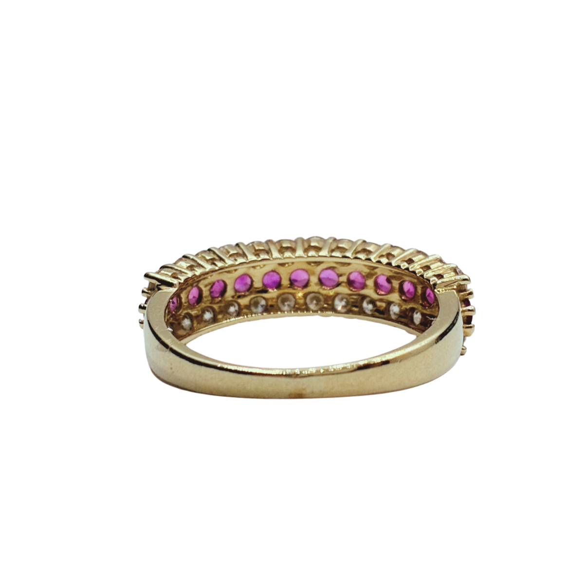 750YG Multi Row Ruby and Diamond Ring 2.3G