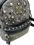 MCM Camo Studs Backpack Gray Small