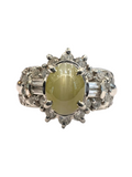 Chrysoberyl Cat's Eye Diamond Platinum Ring