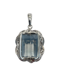 Blue Topaz Platinum Diamond Pendant