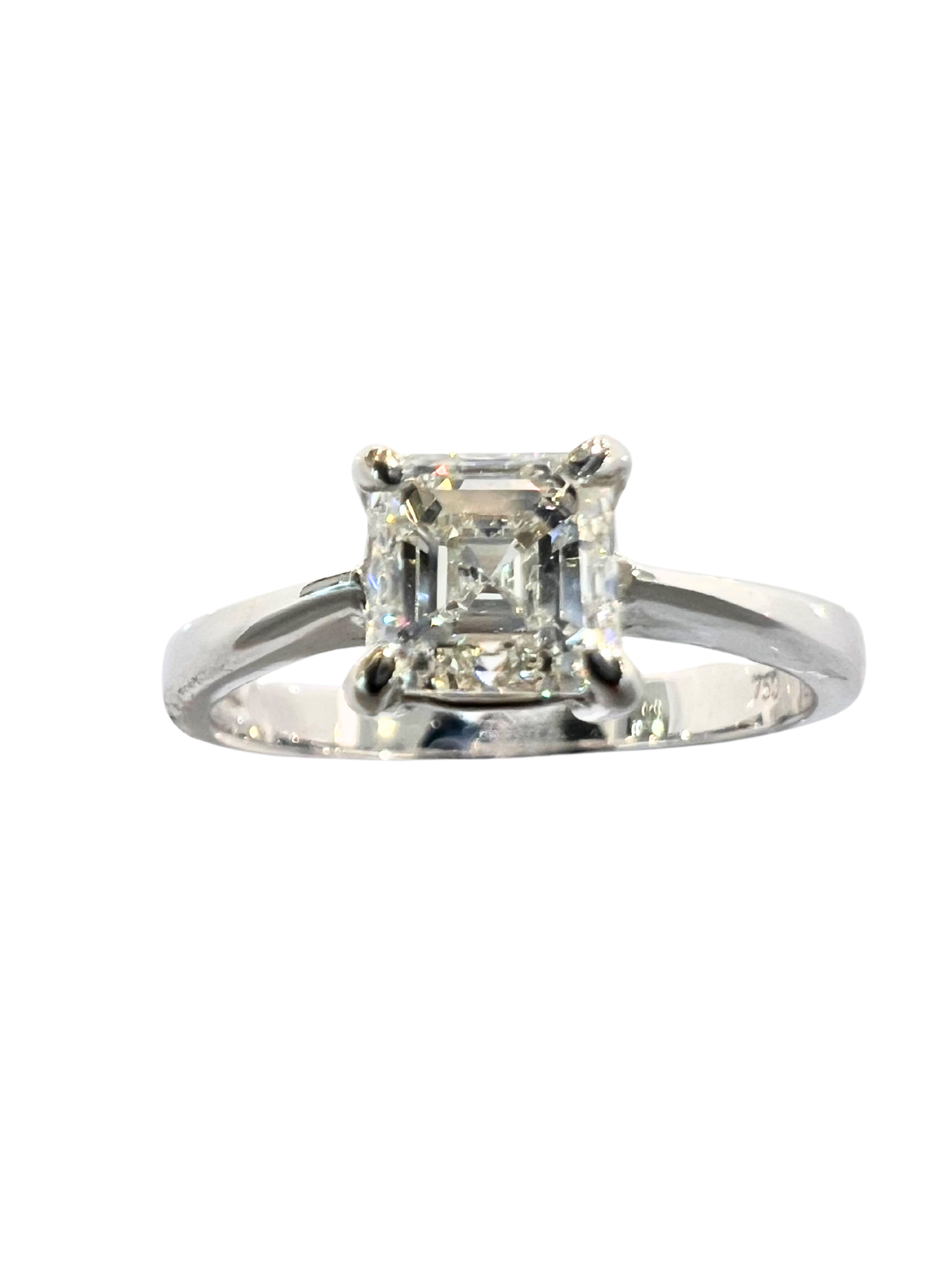 Asscher Cut 1.00 Carat Solitaire Diamond Ring