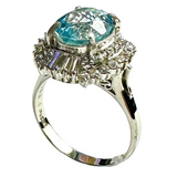 PT900 White Gold Aquamarine Diamond Lady Ring