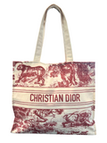 Christian Dior Burgundy Canvas Tote Bag