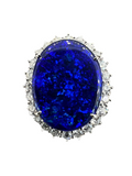 Black Opal Platinum Diamond Ring