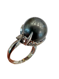 Tahitian Black Pearl Platinum Diamond Ring