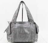 Salvatore Ferragamo Gancini Silver Leather Hobo Handbag Shoulder Bag Women Italy