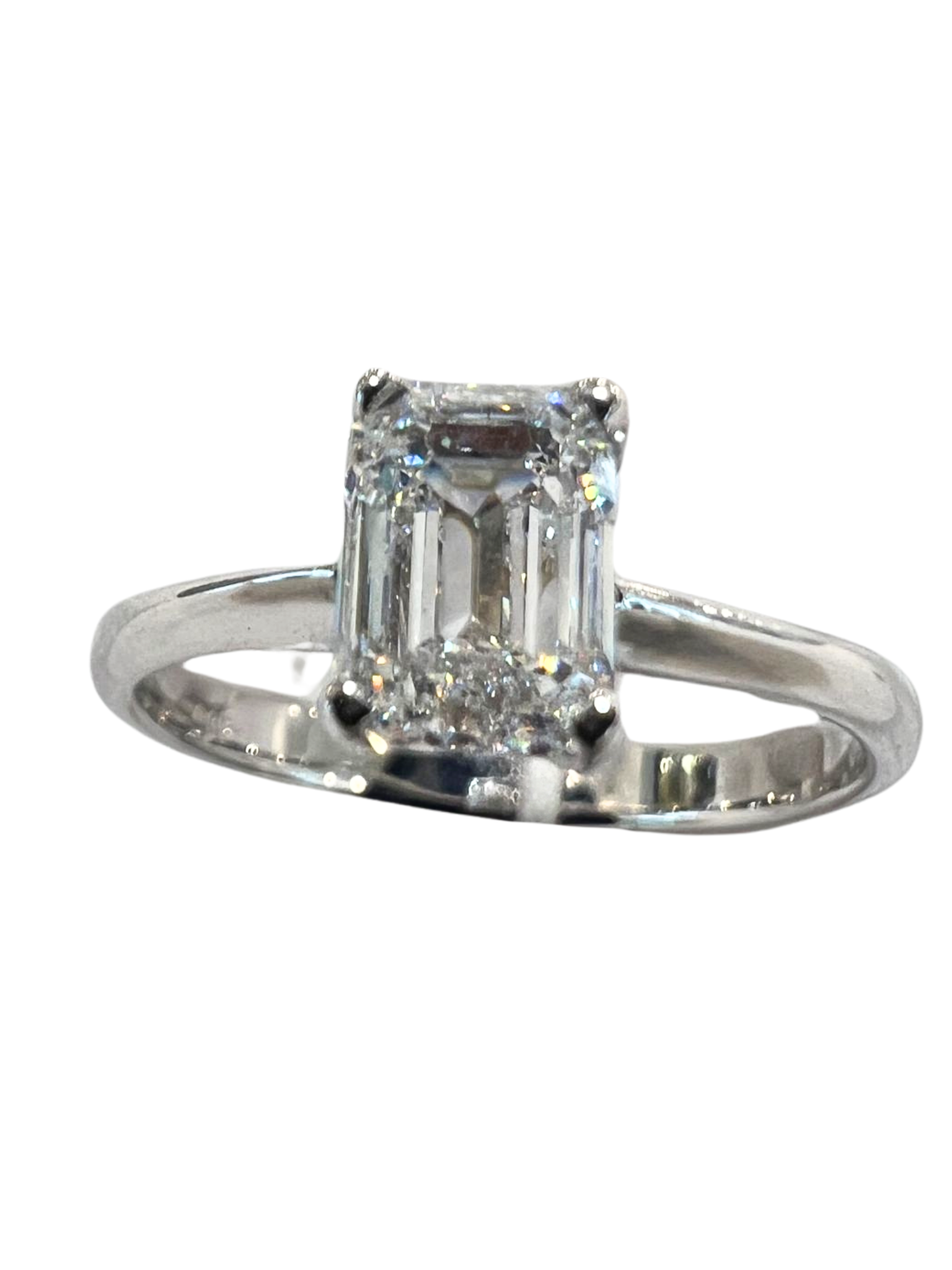18KWG Solitaire Emerald Cut DIamond=1cts Ring Main image
