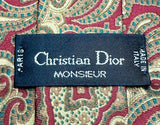 Christian Dior Red And Gold Paisley Pattern Necktie