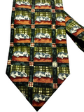 Dunhill Brown Green And Black Sleeping Dog Design Necktie