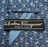 Salvatore Ferragamo Navy Blue Colour With Teddy Bear Paw Prints Necktie