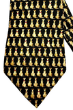 Salvatore Ferragamo Black With Gold Colour Dog Pattern Necktie