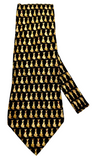 Salvatore Ferragamo Black With Gold Colour Dog Pattern Necktie