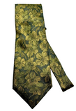 Yves Saint Laurent Grey Green Yellow Flower Pattern Necktie