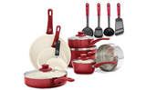 GreenLife Soft Grip Ceramic Non-Stick Cookware Set Of 16