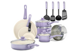 GreenLife Soft Grip Ceramic Non-Stick Cookware Set Of 16