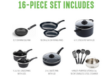 Greenlife Soft Grip 16 Piece Cookware Set