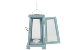 Stonebriar Blue Wooden Tea Light Candle Lantern