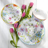 Euro Ceramica White & Pink Floral 16pcs Dinnerware Set