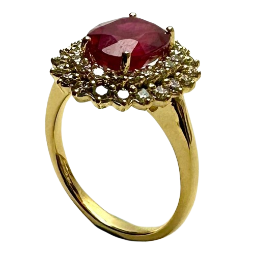 18K Yellow Gold Diamond With Lead Fill Ruby Lady Ring Main image