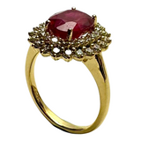 18K Yellow Gold Diamond With Lead Fill Ruby Lady Ring