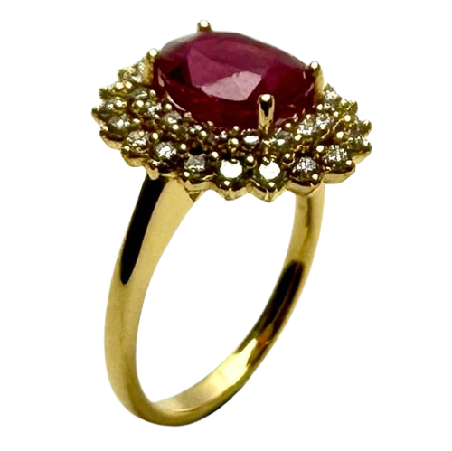 18K Yellow Gold Diamond With Lead Fill Ruby Lady Ring Secondary image