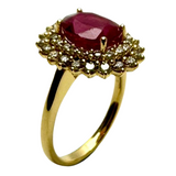 18K Yellow Gold Diamond With Lead Fill Ruby Lady Ring