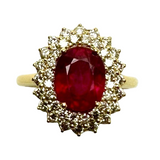 18K Yellow Gold Diamond With Lead Fill Ruby Lady Ring