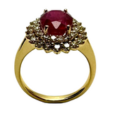 18K Yellow Gold Diamond With Lead Fill Ruby Lady Ring