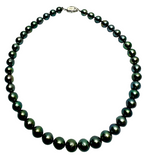 Silver Black Pearl Necklace (Cert)