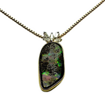 18K Yellow Gold Boulder Opal Diamond Pendant (Cert)