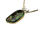 18K Yellow Gold Boulder Opal Diamond Pendant (Cert)