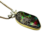 18K Yellow Gold Boulder Opal Diamond Pendant (Cert)