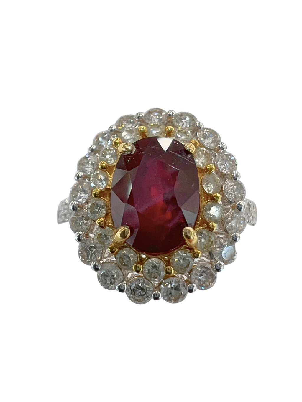 Unheated Ruby Diamond Ring 2.33 Carat