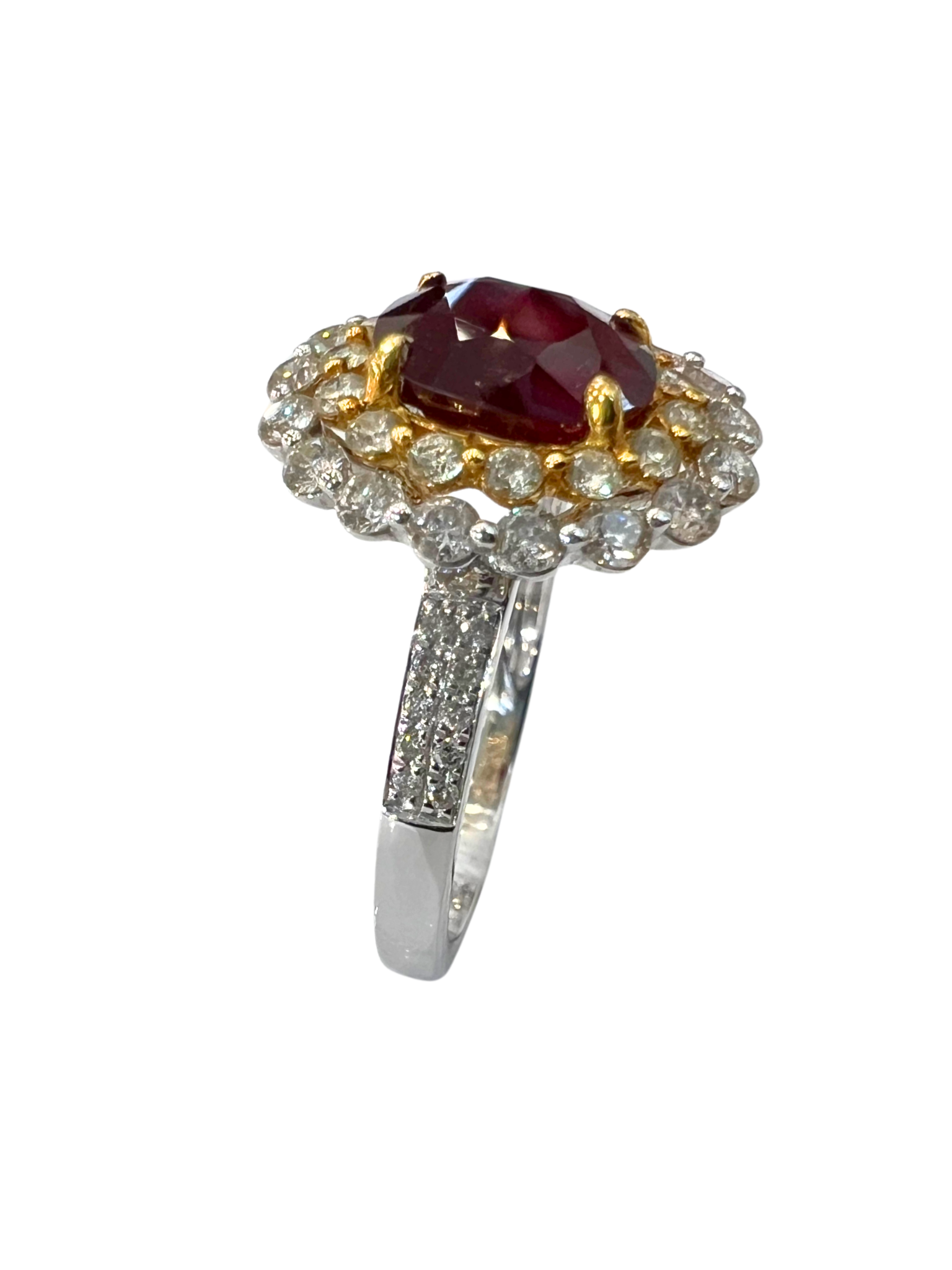 Unheated Ruby Diamond Ring 2.33 Carat