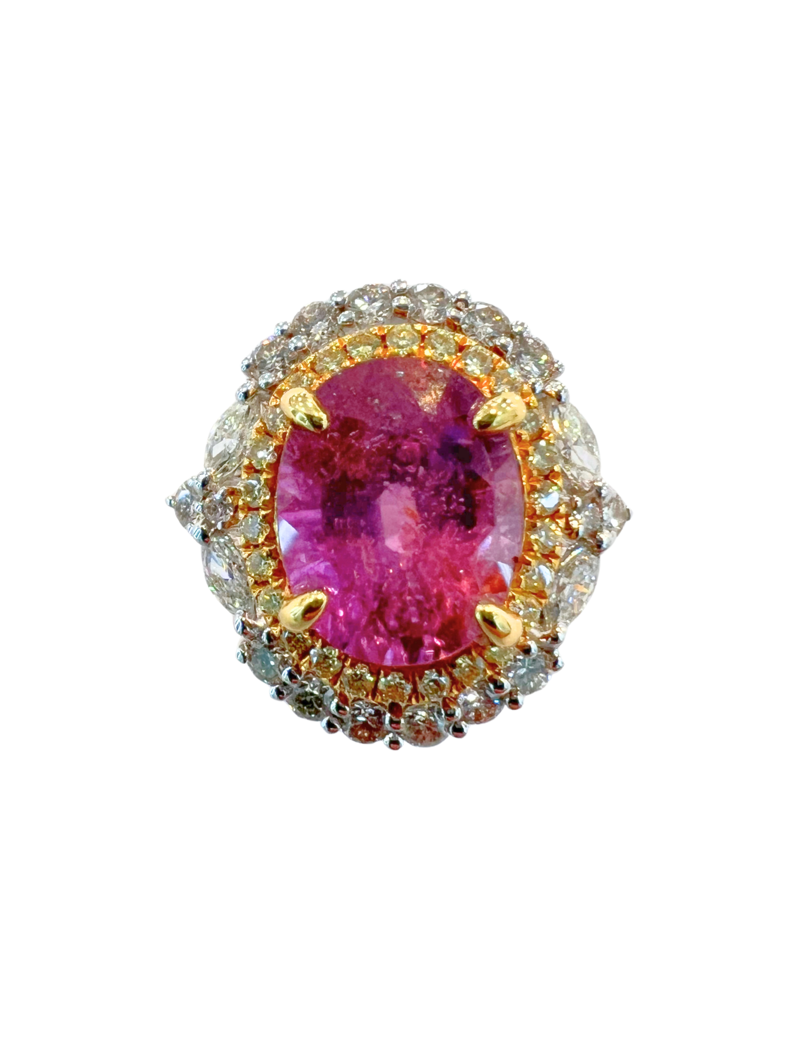 Unheated Pink Sapphire Diamond Ring