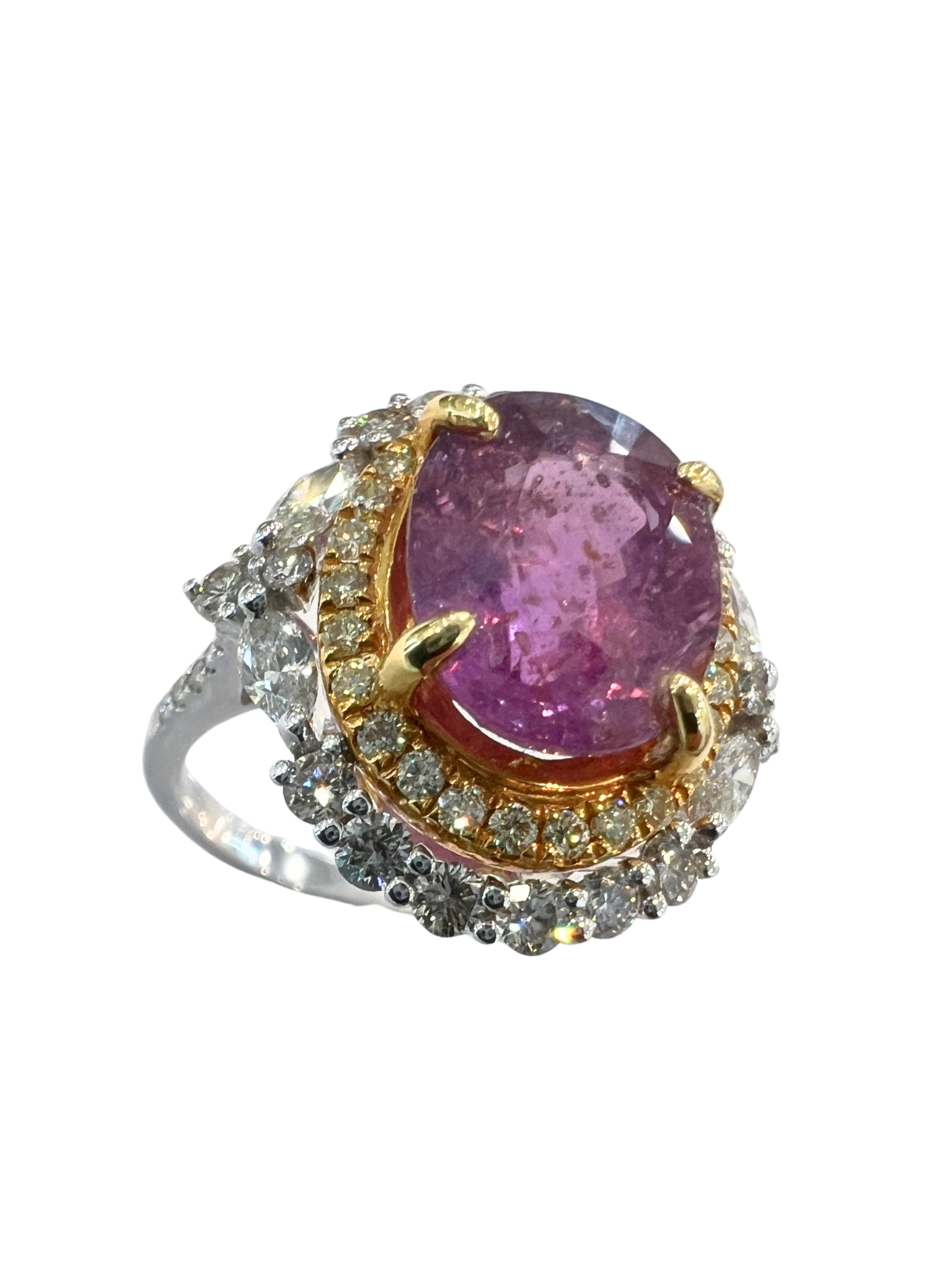 Unheated Pink Sapphire Diamond Ring