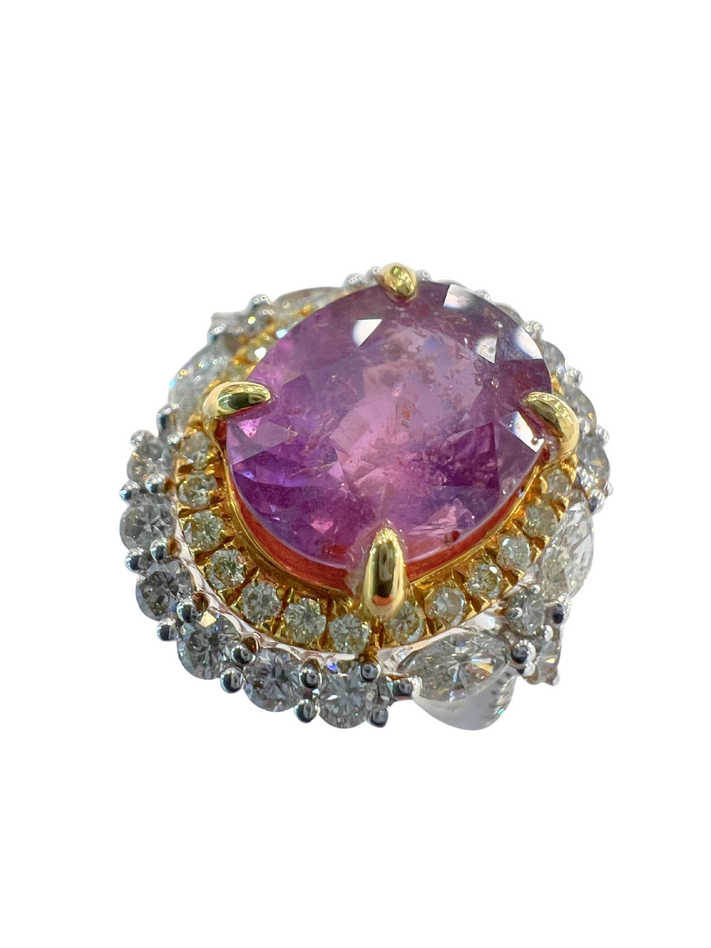 Unheated Pink Sapphire Diamond Ring