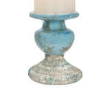 Creative Co-op Blue Terracotta Pillar Candle Holder