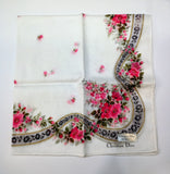 Christian Dior Handkerchief-White Cotton Pink Flower 47x47