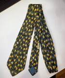 Hermes-Necktie Green Silk With Yellow Flowers