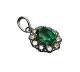 PT900 White Gold Emerald With Diamond Pendant